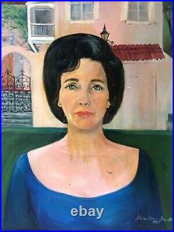 Mid-Century Original Female Portrait Painting Canvas SIGNED'65 Vintage Painting