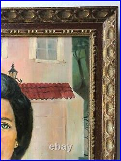 Mid-Century Original Female Portrait Painting Canvas SIGNED'65 Vintage Painting