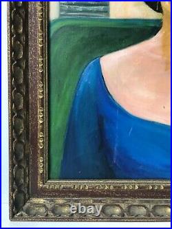 Mid-Century Original Female Portrait Painting Canvas SIGNED'65 Vintage Painting