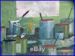 Mid century Vintage Still Life Abstract Painting Dated 1970 Signed