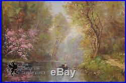 Misty River by A Bodson Realist Signed Land Waterscape River Scene Vintage
