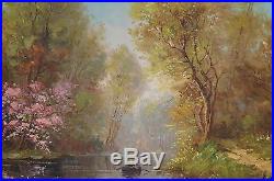 Misty River by A Bodson Realist Signed Land Waterscape River Scene Vintage