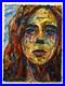 Modern Woman Girl Art Signed Female Oil Painting Abstract Portrait Vintage Deco