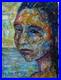 Modern Woman Girl Art Signed Female Oil Painting Abstract Portrait Vintage Deco