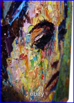 Modern Woman Girl Art Signed Female Oil Painting Abstract Portrait Vintage Deco