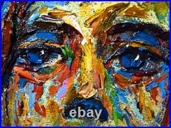 Modern Woman Girl Art Signed Female Oil Painting Abstract Portrait Vintage Deco