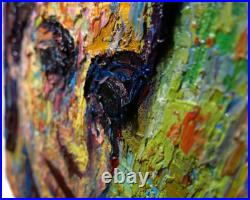 Modern Woman Girl Art Signed Female Oil Painting Abstract Portrait Vintage Deco