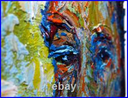 Modern Woman Girl Art Signed Female Oil Painting Abstract Portrait Vintage Deco