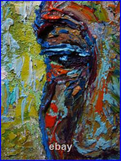 Modern Woman Girl Art Signed Female Oil Painting Abstract Portrait Vintage Deco