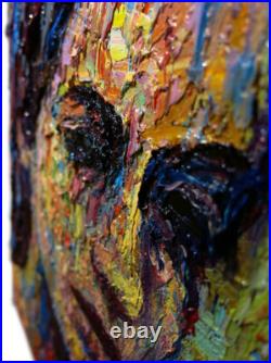 Modern Woman Girl Art Signed Female Oil Painting Abstract Portrait Vintage Deco