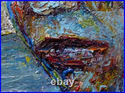 Modern Woman Girl Art Signed Female Oil Painting Abstract Portrait Vintage Deco