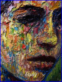 Modern Woman Girl Art Signed Female Oil Painting Abstract Portrait Vintage Deco