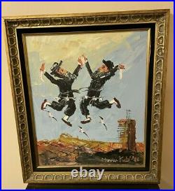 Morris Katz Vintage 1986 Oil Painting Men Dancing Signed & Framed