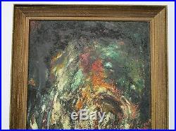 Mystery Artist Painting Vintage Abstract Figural 1960 Modernism Expressionism