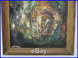 Mystery Artist Painting Vintage Abstract Figural 1960 Modernism Expressionism