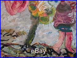 Mystery Artist Signed Abstract Expressionist Painting Modernism Beach Nude Vntg