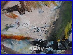 Mystery Artist Signed Abstract Expressionist Painting Modernism Beach Nude Vntg