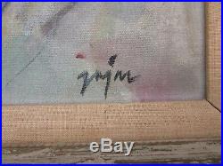 Mystery Artist Signed Painting Antique Vintage Art Deco Portrait Pretty Woman