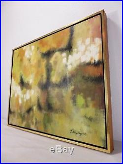 NICE Mid Century'67 MODERNIST ABSTRACT OIL CANVAS PAINTING SIGNED Vintage Art