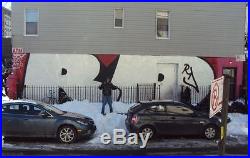 Nyc Graffiti Street Sign Vintage Brown Krylon Spray Paint Skeleton Art Rd357