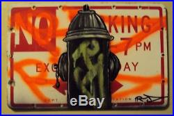 Nyc Graffiti Street Sign Vintage Krylon Spray Paint Fire Hydrant Pump Art Rd357