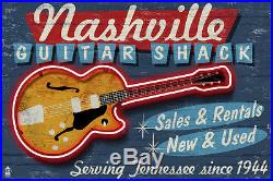 Nashville, TN Guitar Shack Vintage Sign LP Artwork (36x24 Metal Gallery Art)
