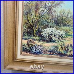 Neal Butcher Signed 43x26 Desert Mountain Scene Saguaro Oil Painting Framed Vtg Neal Butcher Signed 43x26 Desert Mountain Scene Saguaro Oil Painting Framed Vtg