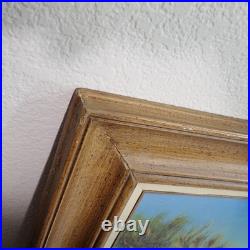 Neal Butcher Signed 43x26 Desert Mountain Scene Saguaro Oil Painting Framed Vtg