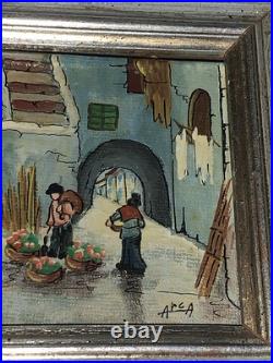 Neo-expressionism Vintage Italy Miniature Painting Artist Signed 70's