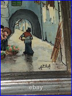 Neo-expressionism Vintage Italy Miniature Painting Artist Signed 70's