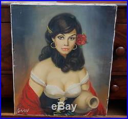 Nice Vintage 1930s-50's Portrait of a woman by Cortes oil on canvas signed