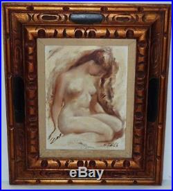 Nice Vintage MID Century Oil Painting Signed R Lash Female Nude Woman Framed Art