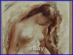 Nice Vintage MID Century Oil Painting Signed R Lash Female Nude Woman Framed Art