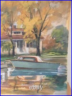 Norbert Czarnowski (1897-1994) Original Vintage Watercolor Painting Boats Signed