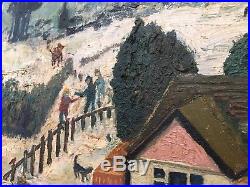 Northern School Art Oil On Board 1940's Antique Vintage Painting Signed