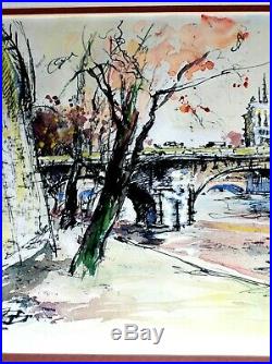 Notre Dame Paris France River Seine Cityscape RARE VINTAGE ORIGINAL Gregoire WithC