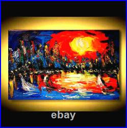Nyc Modern? Original Oil? Painting? Vintage? Impressionist? Art Signed Abstract