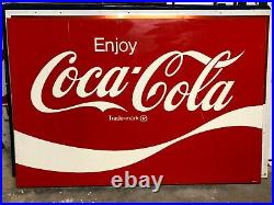 OLD Large ORIGINAL Vintage COKE Coca Cola Tin SIGN Soda Fountain Pop Mancave BIG