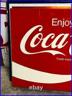 OLD Large ORIGINAL Vintage COKE Coca Cola Tin SIGN Soda Fountain Pop Mancave BIG