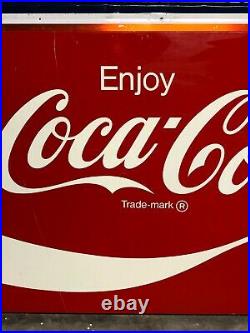 OLD Large ORIGINAL Vintage COKE Coca Cola Tin SIGN Soda Fountain Pop Mancave BIG