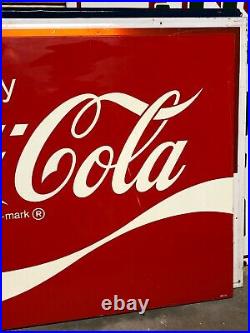 OLD Large ORIGINAL Vintage COKE Coca Cola Tin SIGN Soda Fountain Pop Mancave BIG