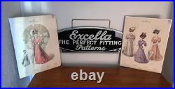 ORG'30s Excella Patterns Reverse Glass Painted Sign VTG Sewing Collectible RARE