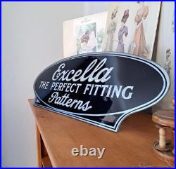 ORG'30s Excella Patterns Reverse Glass Painted Sign VTG Sewing Collectible RARE
