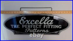 ORG'30s Excella Patterns Reverse Glass Painted Sign VTG Sewing Collectible RARE