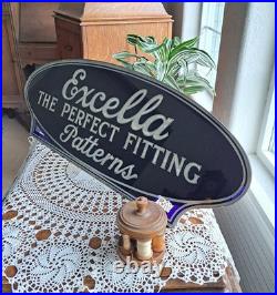 ORG'30s Excella Patterns Reverse Glass Painted Sign VTG Sewing Collectible RARE