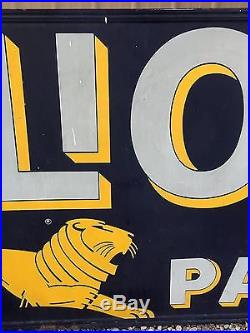 ORIGINAL 1963 Vintage LION PAINTS Sign HUGE 8' X 4' UniQuE Reflective Self frame
