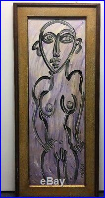 ORIGINAL SIGNED PETER KEIL VINTAGE PAINTING 1967 Naked Female Body 16x48