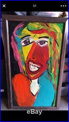 ORIGINAL SIGNED PETER Robert KEIL VINTAGE Frame Face PAINTING 39x24 inches