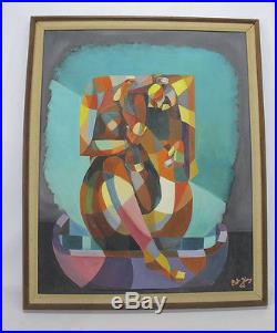 ORIGINAL Vintage Bart Young SIGNED Cubism Contortionist Oil/Board Painting yqz