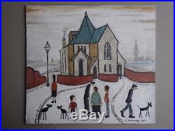 ORIGINAL Vintage Oil Painting Northern School Signed and Dated L S Lowry 1960